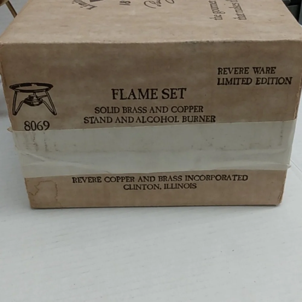 Revere Ware Limited Edition Flame Set Copper and Brass Unused in Box #8069